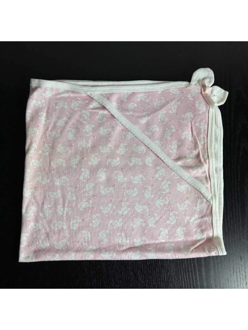 Vintage 90s LE TOP Pink/White Bunny Rabbit Print Baby Girl Receiving Blanket NEW